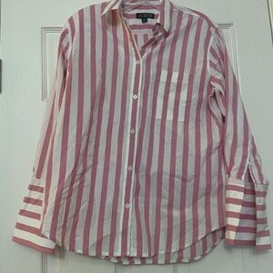 J Crew. Garçon Cotton Voile Button Down pink/white stripe. Size 4 $98.